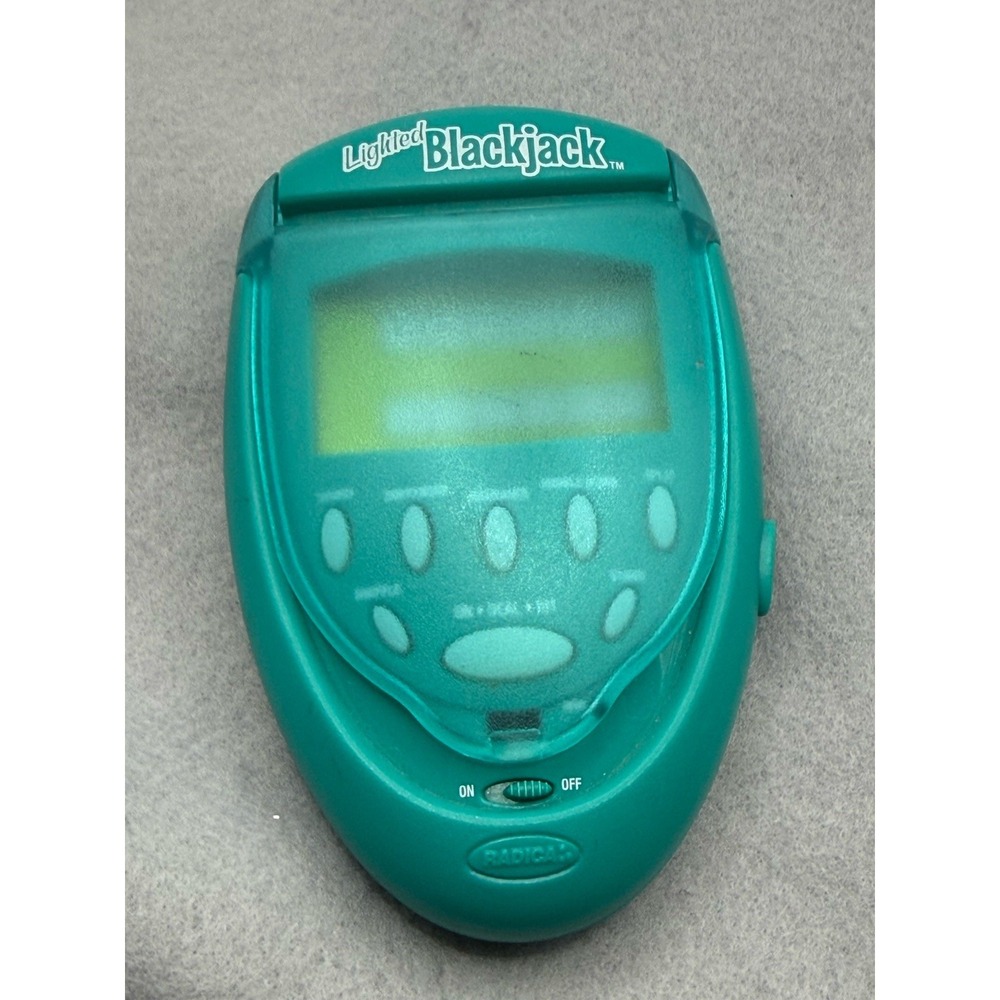 Vintage Radica Lighted Poker Handheld Electronic Game 2003 Green Tested Working‎